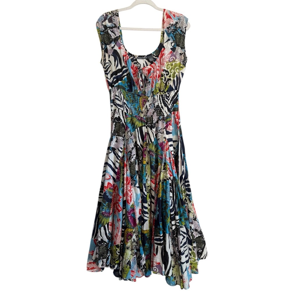 Chelsea & Theodore Floral Smocked Maxi‎ Dress Women's Size Small Cottagecore